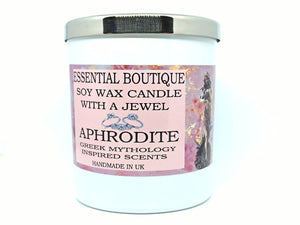 Candle with a jewel Inside Essential Boutique Candle -APHRODITE Greek Gods Scent