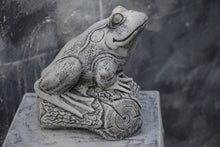 Load image into Gallery viewer, Stone Statue Of A Frog Garden Ornament Toad Reconstituted Stone
