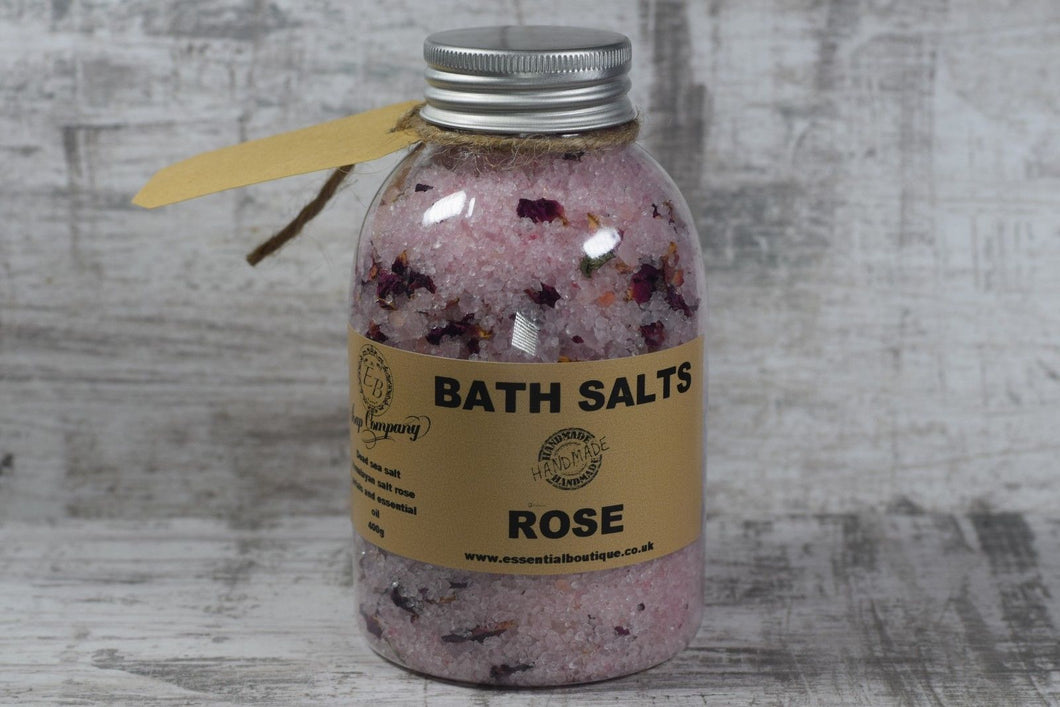 Rose Bath Salt Aromatherapy soak with dead sea salt detox rose petals 400g