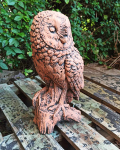 Terracotta Owl Stone Statue Garden Ornament Concrete Barn Owl Stone