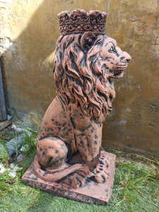 Stone Statue Of A Lion With Crown Ornament Reconstituted Stone French Teracotta