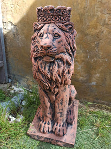 Stone Statue Of A Lion With Crown Ornament Reconstituted Stone French Teracotta
