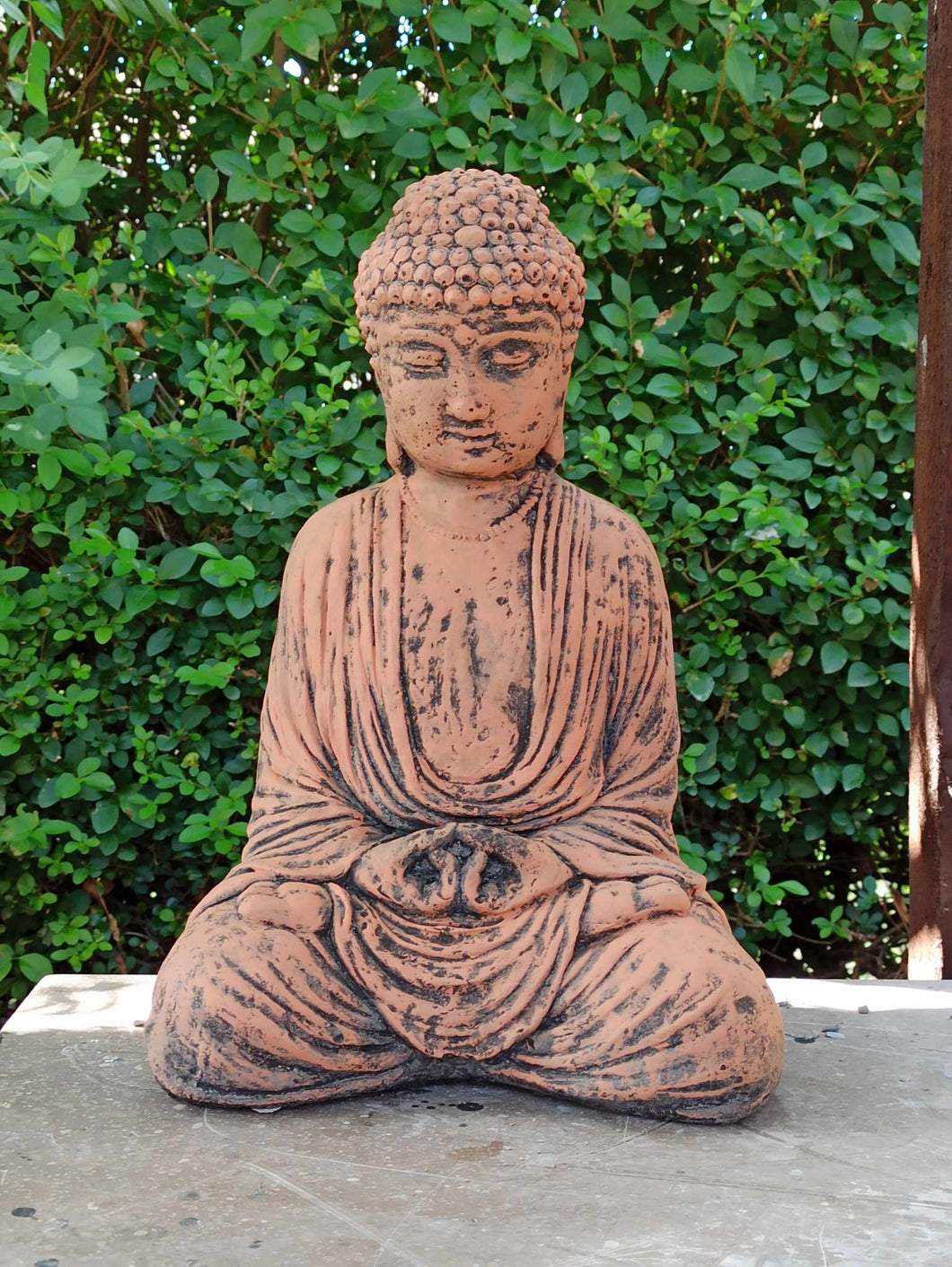 Buddha Meditating Stone Statue French Teracotta  Garden Ornament Zen Reconstituted Stone Finish