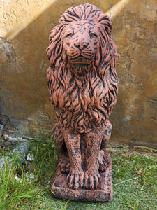 Upright Large Lion Statue French Teracotta Stone Concrete Animal Garden Ornament Stone Finish