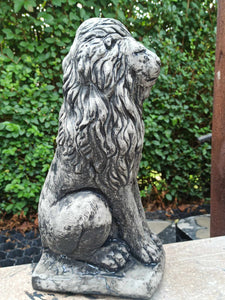 Black Wash Upright Large Lion Statue Stone Concrete Animal Garden Ornament