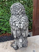 Load image into Gallery viewer, Black Wash Owl Stone Statue Garden Ornament Concrete Barn Owl Reconstituted Stone
