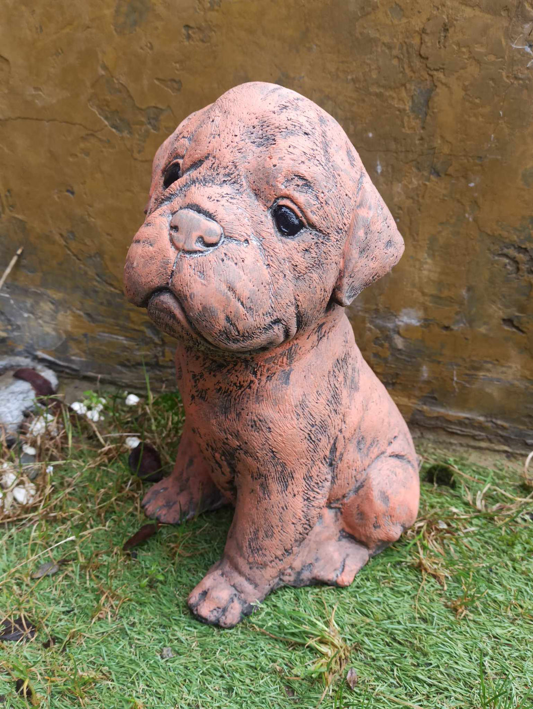 Terracotta Statue Of A Puppy Pug Dog Garden Ornament Reconstituted Stone