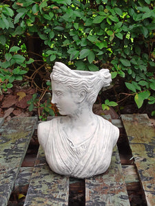 Athena Bust Statue | Flower pot  Lady Greek Goddess Sculpture Stone Garden Ornament Art Stone Colour