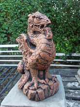 Load image into Gallery viewer, STONE GARDEN DRAGON Gothic Mythical Decor CONCRETE ORNAMENT Terracotta Colour
