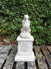 Load image into Gallery viewer, STONE GARDEN DRAGON And Pedestal Gothic Mythical Decor CONCRETE ORNAMENT Stone Colour
