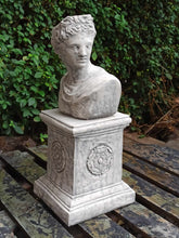 Load image into Gallery viewer, Apollo Bust Statue And Pedestal |Stone Colour Greek God Sculpture Stone Garden Ornament Art
