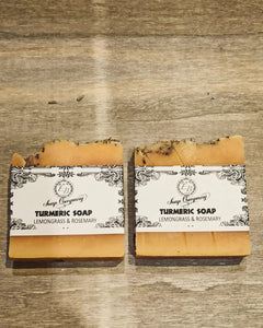 2 x TURMERIC Soaps Handmade artisan soap Lemongrass & Rosemary