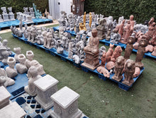 Load image into Gallery viewer, TERRACOTTA AGED STONE GARDEN SQUARE ROMAN PLINTH PEDESTAL AND GARGOYLE Statue GREMLIN Ornament
