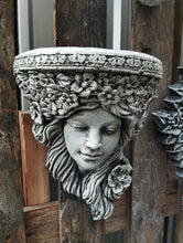 Load image into Gallery viewer, Art Nouveau Lady wall planter holder plaque Garden ornament concrete statue
