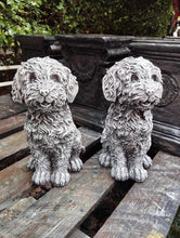 Load image into Gallery viewer, Stone Statue Of A Pair of toy poodle dogs  Garden Ornament Reconstituted Stone
