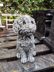 Stone Statue Of A Pair of toy poodle dogs  Garden Ornament Reconstituted Stone