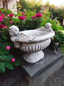 Cherub plant pot natural stone statue garden ornament