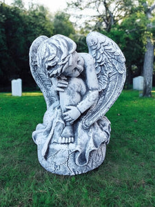 Concrete Statue Angel Stone Ornament Garden Decor 31cm