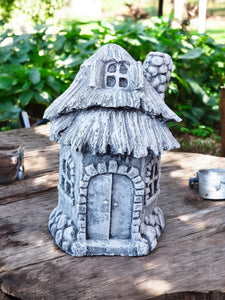 Concrete Statue Large pixie house Stone Ornament Garden Decor 34x23 cm