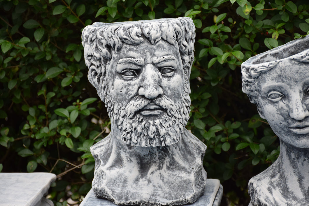 Roman citizen concrete planter garden stone ornaments pair
