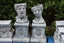 Load image into Gallery viewer, Roman citizens on pedestals concrete planters set stone ornaments pair
