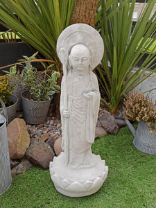 Buddha Tall Stone Statue Garden Ornament Zen Reconstituted Aged Stone Finish