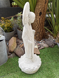 Buddha Tall Stone Statue Garden Ornament Zen Reconstituted Aged Stone Finish