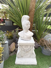 Load image into Gallery viewer, AGED STONE GARDEN SQUARE PLINTH PEDESTAL AND Statue Of A Roman Centurion Set
