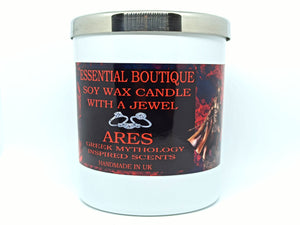 Candle with a jewel Inside Essential Boutique Jewel Candle -ARES Greek Gods