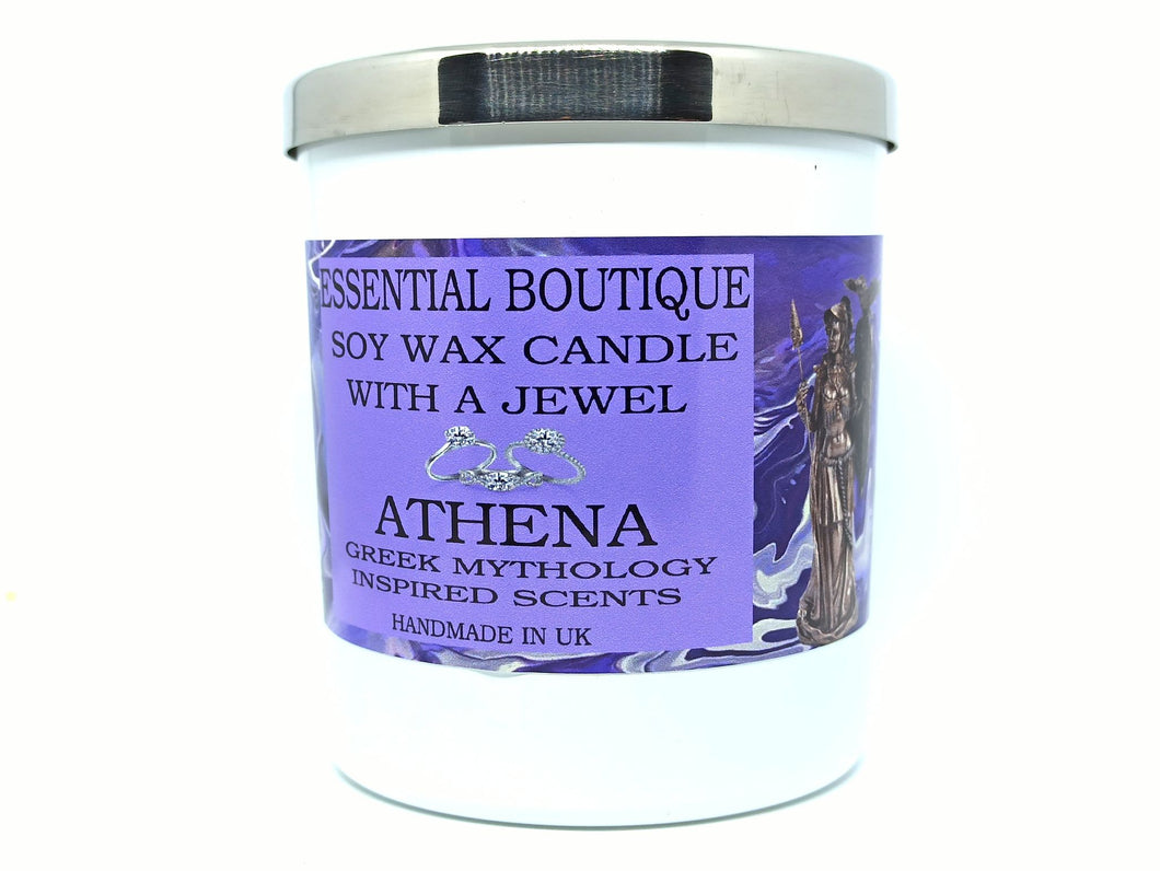 Candle with a jewel Inside Essential Boutique Candle -ATHENA Greek Gods Scents
