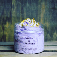 Load image into Gallery viewer, Natural Body Butter Amber And Lavender Moisturiser With 24k Gold 200ml Cream
