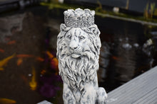 Load image into Gallery viewer, Stone Statue Of A Lion With Crown Ornament Reconstituted Stone
