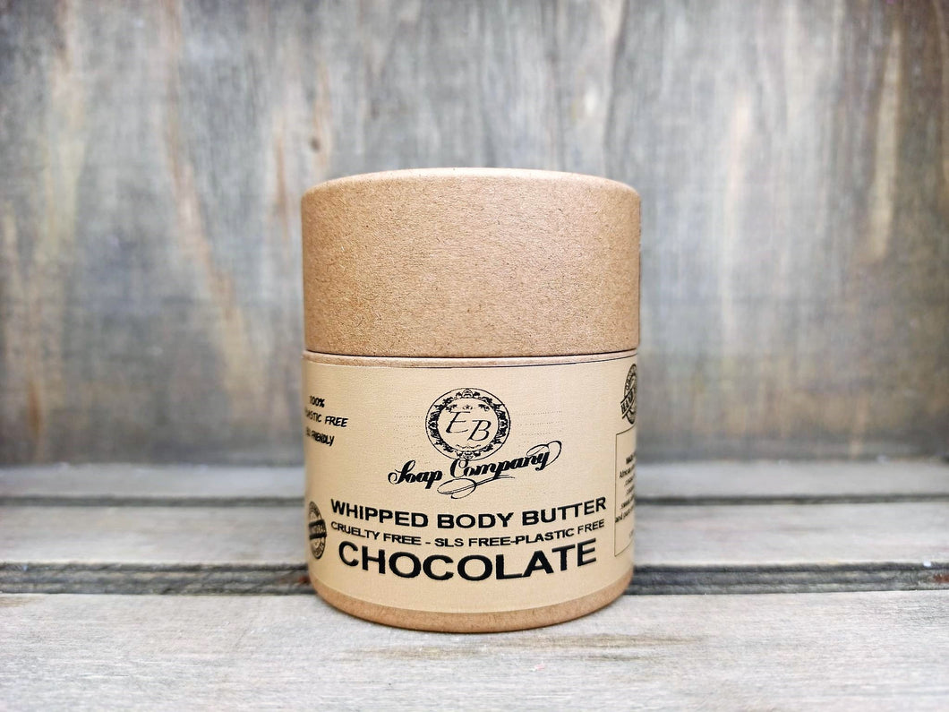 Handmade body butter Chocolate eco friendly packaging Vegan Plastic Free