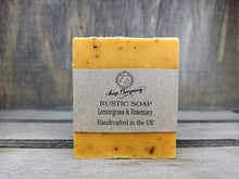 Load image into Gallery viewer, Handmade Rustic Soap Lemongrass &amp; Rosemary 120g friendly soap vegan cruelty free
